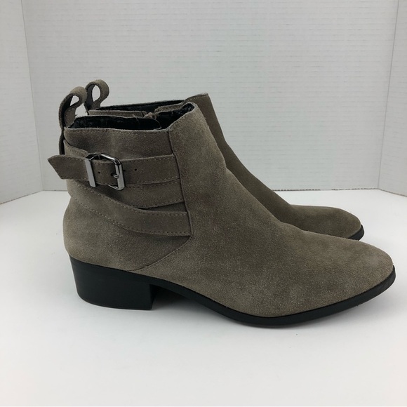 Sole Society Boots Women 9.5 Taupe HALA Ankle Leather Buckles Shoes - Picture 1 of 13